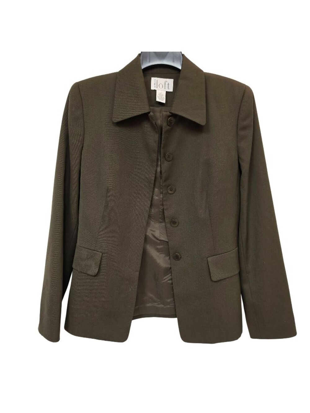 Ann Taylor LOFT 100% Wool Blazer Women Size 2 Button Front Lined Tailored Jacket